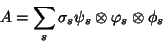 \begin{displaymath}A=\sum_s \sigma_s \psi_s \otimes \varphi_s \otimes \phi_s
\end{displaymath}