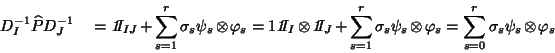 \begin{displaymath}D_I^{-1}\widehat{P}D_J^{-1}\quad ={\it 1}\!\!I_{IJ}+
\sum_{s...
...otimes\varphi_s =\sum_{s=0}^r\sigma_s\psi_s\otimes\varphi_s
\end{displaymath}