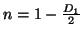 $n=1-\frac{D_1}{2}$