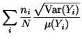 $\displaystyle \sum_{i} \frac{n_i}{N} \frac{\sqrt{\ensuremath{{\mathrm{Var}}} (Y_i)}}{\mu (Y_i)}$