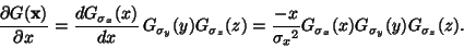 \begin{displaymath}
\frac{\partial G(\ensuremath{\mathbf{x}})}{\partial x} = \fr...
...{\sigma_x}^2} G_{\sigma_x}(x) G_{\sigma_y}(y) G_{\sigma_z}(z).
\end{displaymath}
