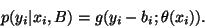 \begin{displaymath}p(y_i\vert x_i,B)=g(y_i-b_i;\theta(x_i))
.
\end{displaymath}