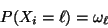 \begin{displaymath}P(X_i=\ell)=\omega_\ell
\end{displaymath}