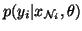 $\displaystyle p(y_i\vert x_{{\mathcal N}_i},\theta)$