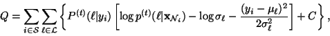 \begin{displaymath}Q = \sum_{i \in \mathcal S}\sum_{\ell \in {\mathcal
L}}\lef...
...ell-\frac{(y_i-\mu_\ell)^2}{2\sigma_\ell^2}\right]+C\right\},
\end{displaymath}