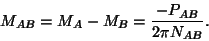 \begin{displaymath}
M_{AB} = M_A - M_B = \frac{- P_{AB}}{2 \pi N_{AB}}.
\end{displaymath}