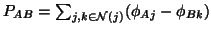 $P_{AB} = \sum_{j,k \in {\cal N}(j)} ( \phi_{Aj} - \phi_{Bk} )$