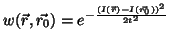 $\displaystyle w(\vec{r},\vec{r_{0}}) = e^{-\frac{(I(\vec{r})-I(\vec{r_{0}}))^{2}}{2t^2}}$
