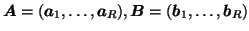 $\mbox{\protect\boldmath$A$}=(\mbox{\protect\boldmath$a$}_{1},\dots,\mbox{\prote...
...ath$B$}=(\mbox{\protect\boldmath$b$}_{1},\dots,\mbox{\protect\boldmath$b$}_{R})$