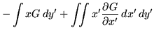 $\displaystyle - \int x G \, dy' + \iint x' \frac{\partial G}{\partial x'} \, dx' \, dy'$