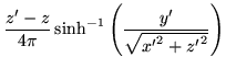 $\displaystyle \frac{z'-z}{4\pi} \, \mathrm{sinh}^{-1}\left(\frac{y'}{\sqrt{{x'}^2 + {z'}^2}}\right)$