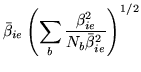 $\displaystyle \bar{\beta}_{ie} \left(
\sum_b{\frac{\beta_{ie}^2}{N_b\bar{\beta}_{ie}^2}} \right)^{1/2}$